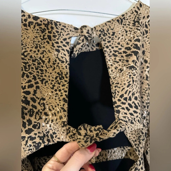 Anthropologie Maeve Animal Print Knit Cut Out Mini Dress. NWT Size US 14 - Picture 12 of 15